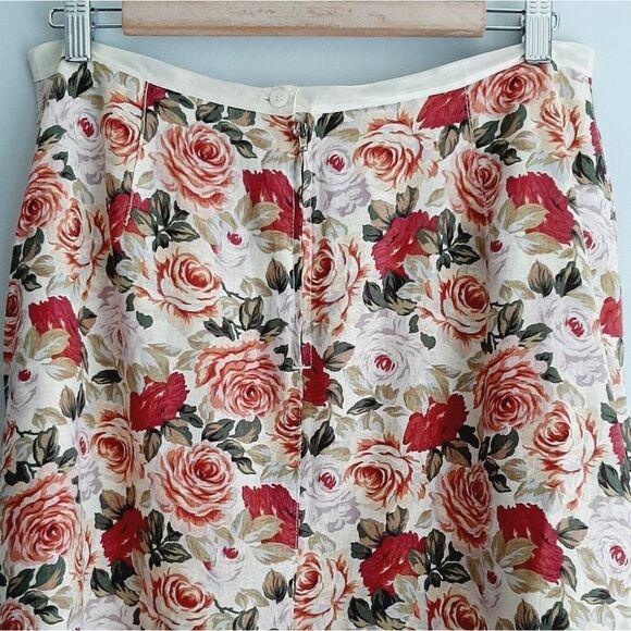 LIZ CLAIBORNE | Linen Blend Floral A-Line Mini Skirt Colorful  Sz 10 - Picture 9 of 16